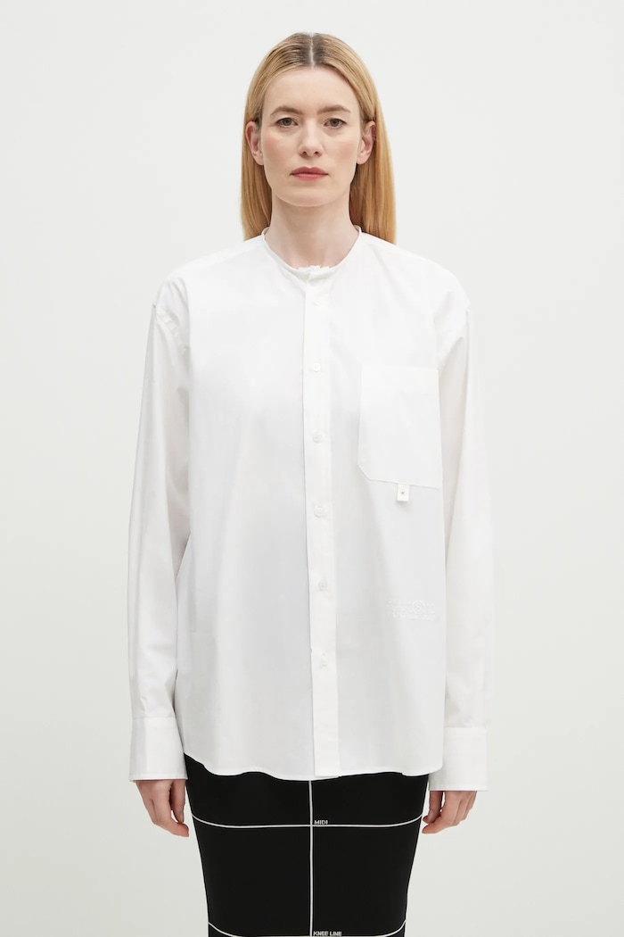 Памучна риза MM6 Maison Margiela SH0DT0020 бял