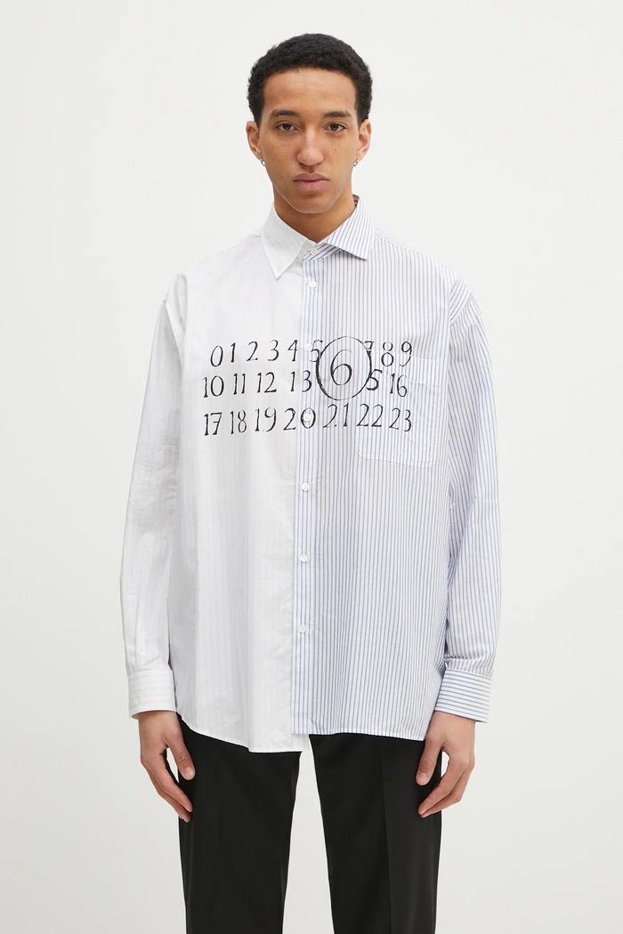 MM6 Maison Margiela camicia in cotone sovrastampa bianco SH0DT0025