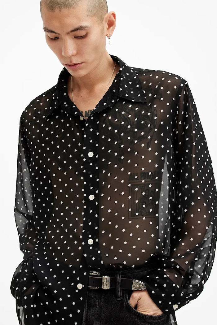 Košile AllSaints SANGHA M105SB černá SS25