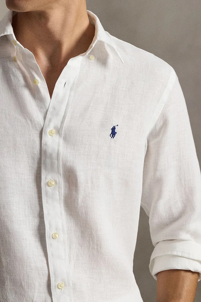 Polo Ralph Lauren koszula męska lniana Long Sleeve Sport Shirt biały 710966294