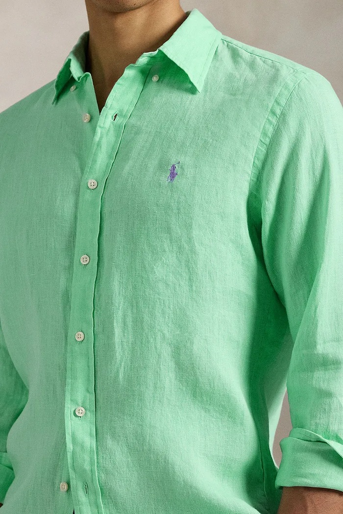 Polo Ralph Lauren Long Sleeve Sport Shirt linen Men's green 710966294