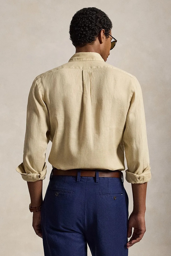 Polo Ralph Lauren πουκάμισο ανδρικό λινό Long Sleeve Sport Shirt 710966294 πράσινο SS26