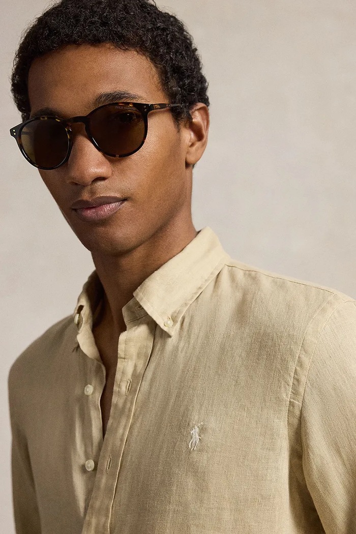 Polo Ralph Lauren πουκάμισο ανδρικό λινό Long Sleeve Sport Shirt πράσινο 710966294