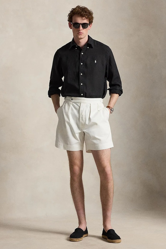 Ρούχα Polo Ralph Lauren πουκάμισο ανδρικό λινό Long Sleeve Sport Shirt 710966294 μαύρο