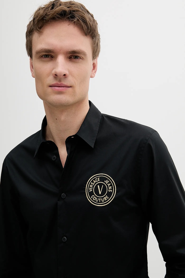 Βαμβακερό πουκάμισο Versace Jeans Couture Versace Jeans Couture 78GALYS2.CN002 μαύρο