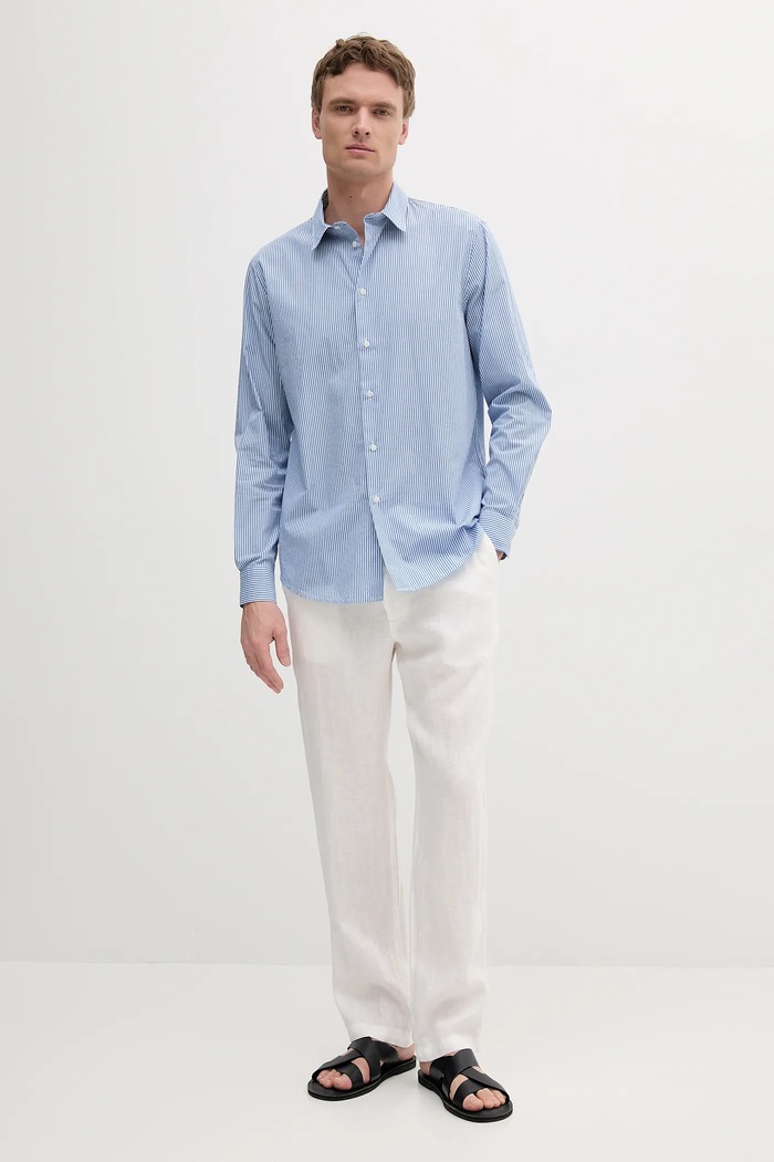 Sisley Cămașă din bumbac 5MVUSQ04D albastru SS25