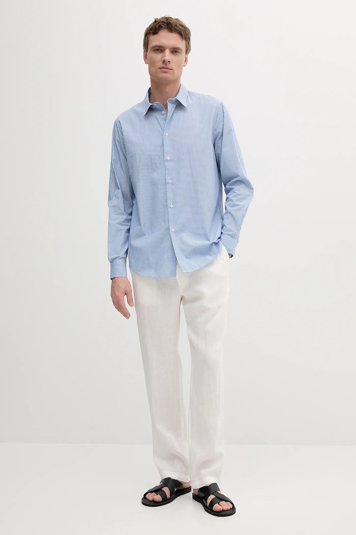 Sisley Cămașă din bumbac 5MVUSQ04D albastru SS25