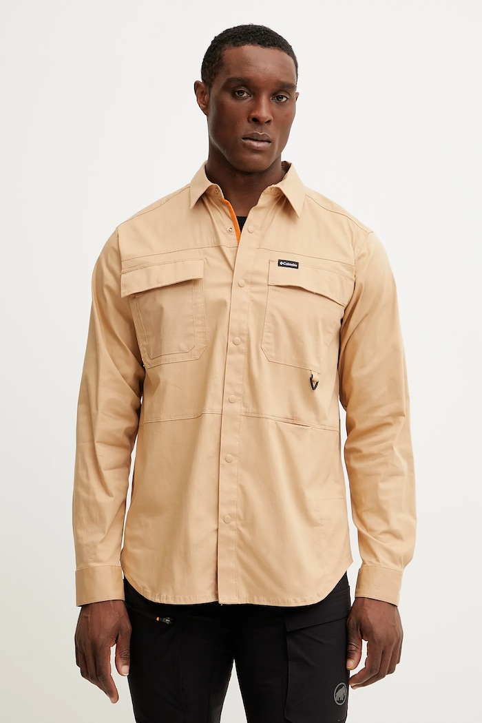 Košeľa Columbia Landroamer Twill jednofarebný béžová 2120581