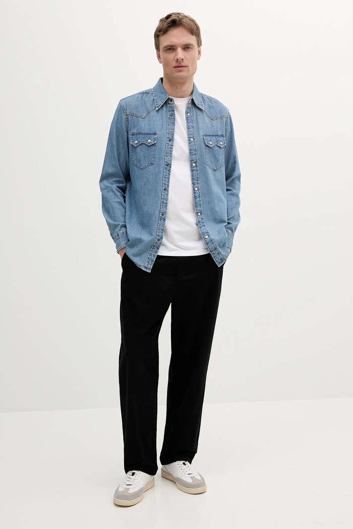 United Colors of Benetton koszula jeansowa 5RZKUQ03F niebieski SS25