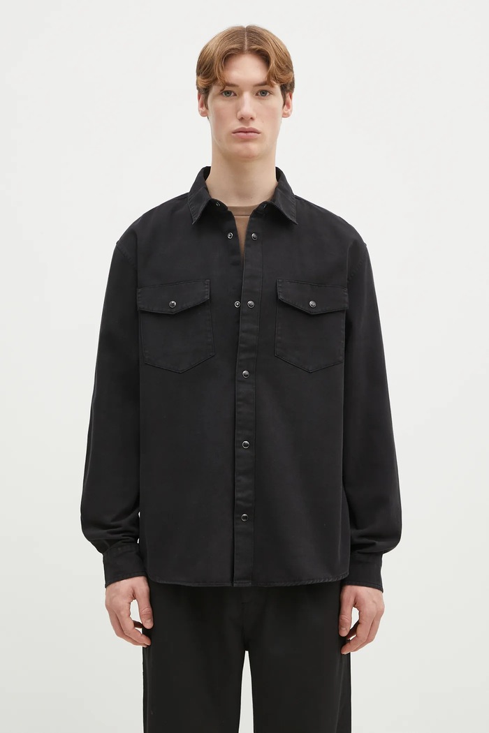 Pamučna košulja Carhartt WIP Longsleeve Santa Fe Shirt relaxed crna I034384.89GD