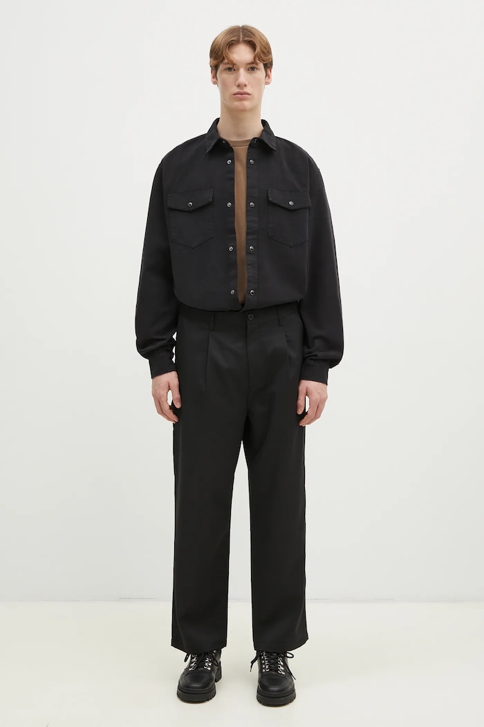 Pamučna košulja Carhartt WIP Longsleeve Santa Fe Shirt crna I034384.89GD