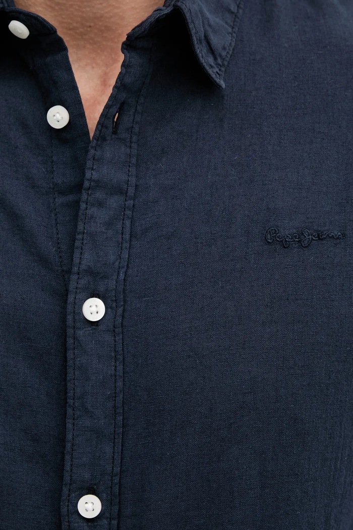Koszula lniana ARNAU Pepe Jeans granatowy PM308844