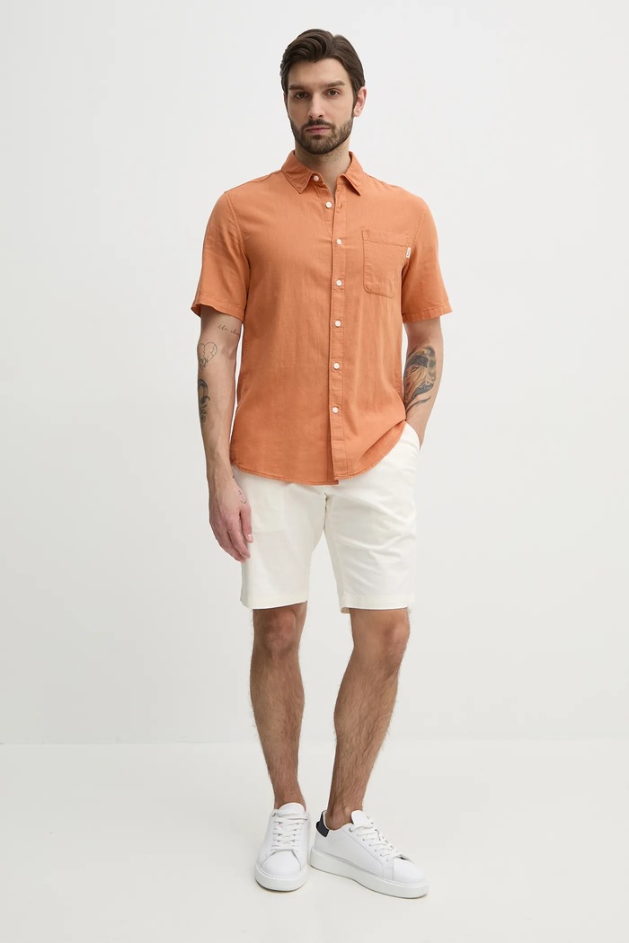 Pepe Jeans Koszula lniana AMARO PM308847 pomarańczowy SS25