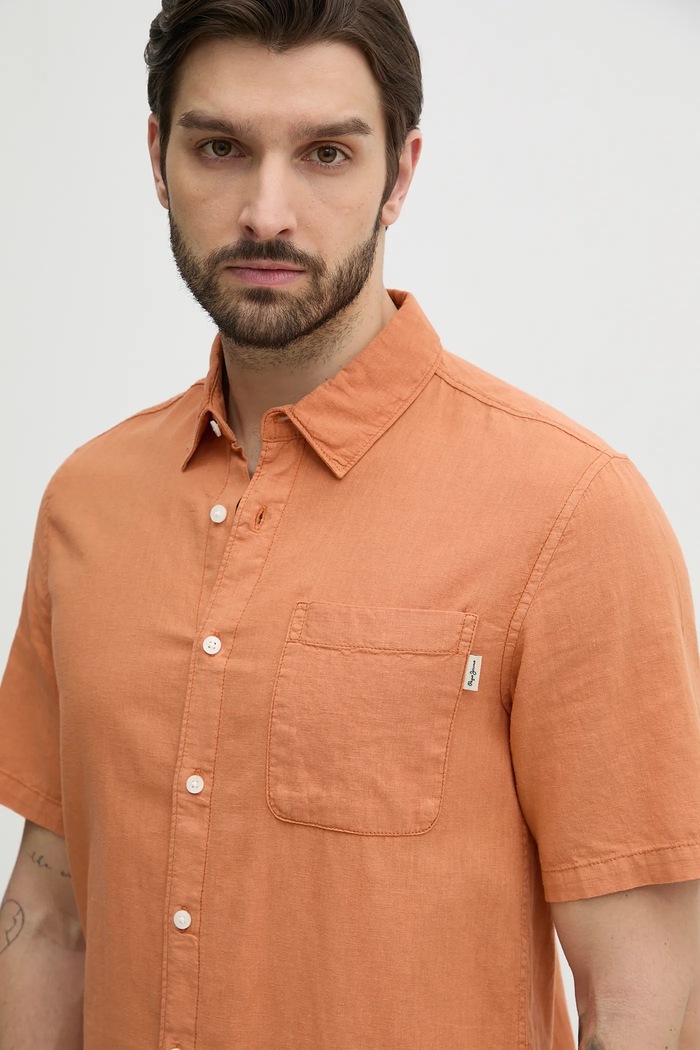 Koszula lniana AMARO Pepe Jeans PM308847 pomarańczowy