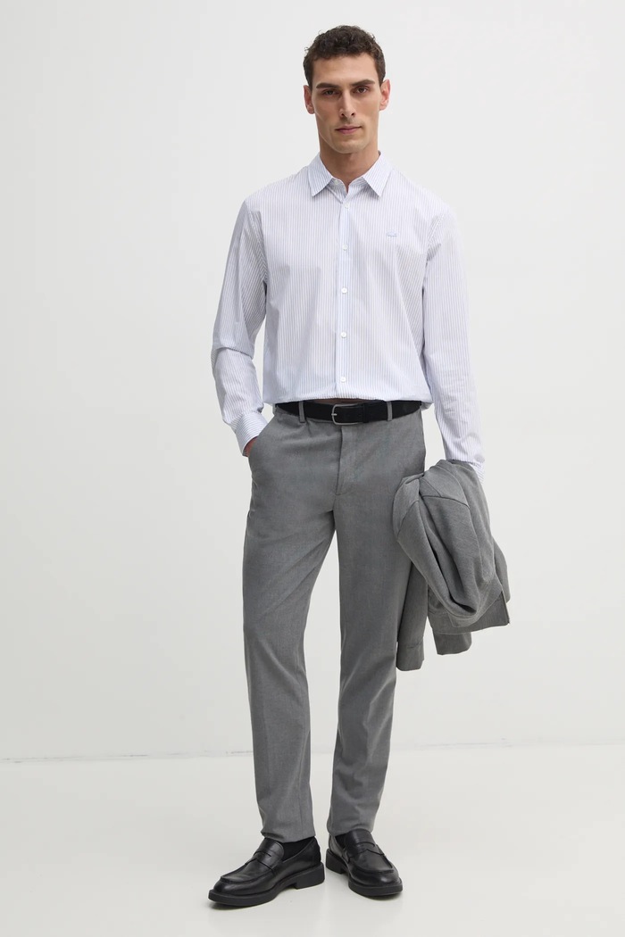 Βαμβακερό πουκάμισο Lacoste CH9087 μπλε SS25