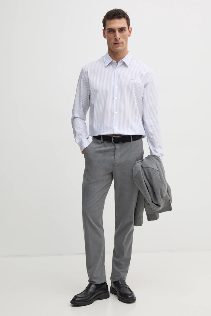 Βαμβακερό πουκάμισο Lacoste CH9087 μπλε SS25