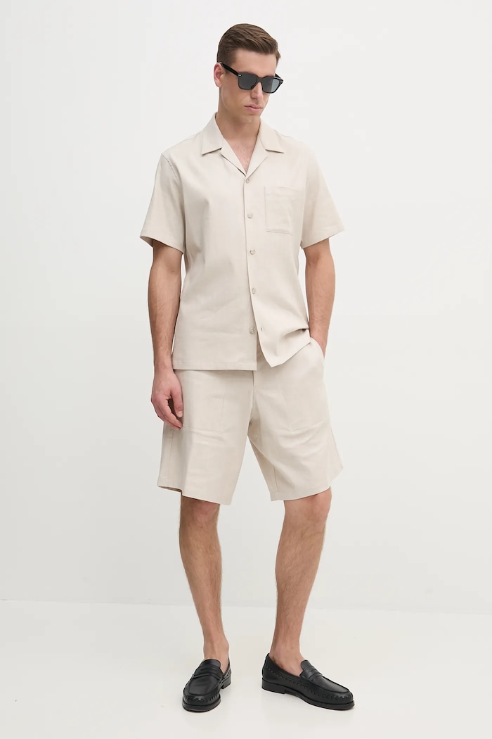 Košile s příměsí lnu Iceberg G080.0140 béžová SS25