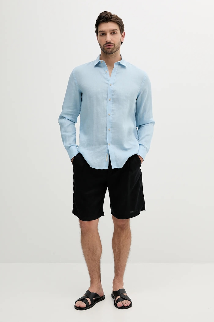 Liu Jo camicia di lino QA5097.T4359 blu SS25