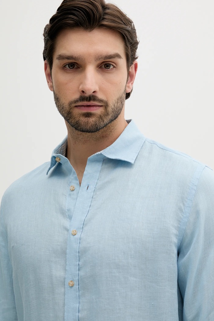 Liu Jo camicia di lino blu QA5097.T4359
