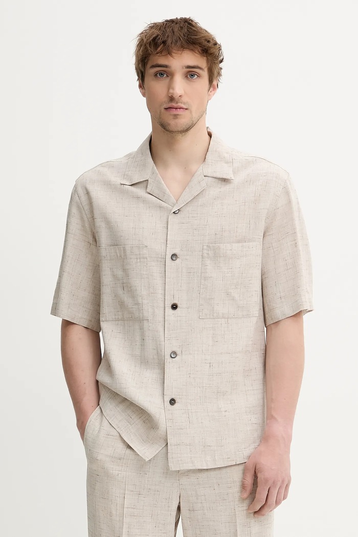 Košeľa BARENA VENEZIA Camicia Mola relaxed béžová CAU5073.4150