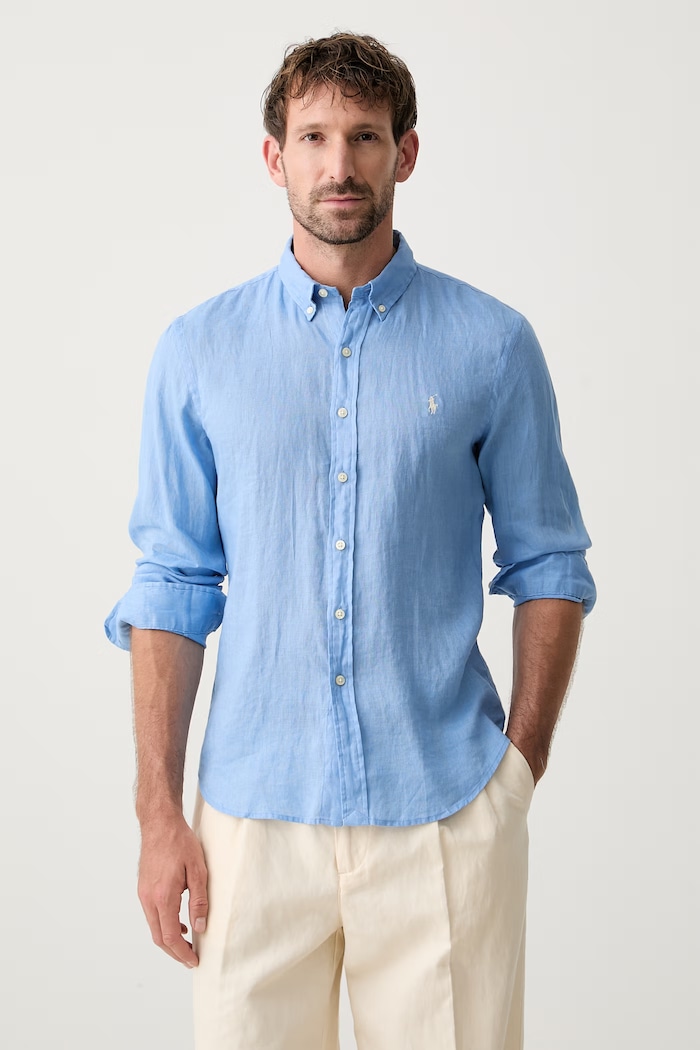 Polo Ralph Lauren košile pánská lněná modrá 710968915