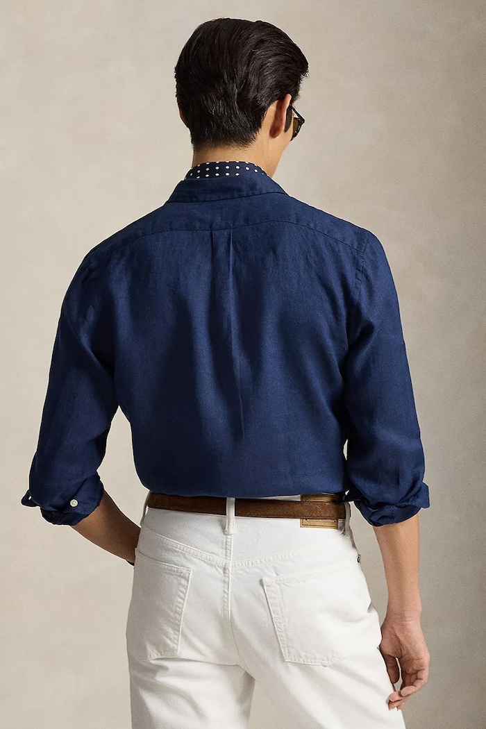 Polo Ralph Lauren πουκάμισο λινό ανδρικό 710968915 σκούρο μπλε SS25