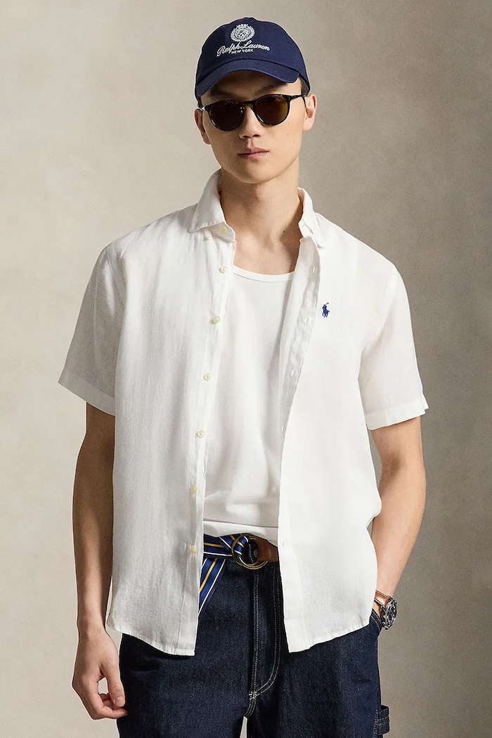 Πουκάμισο από λινό Polo Ralph Lauren Sport Shirt κανονικό λευκό 710968912