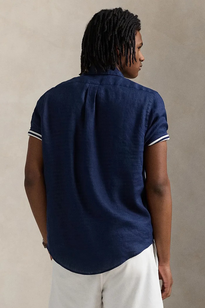 Πουκάμισο από λινό Polo Ralph Lauren Sport Shirt 710968912 σκούρο μπλε SS26