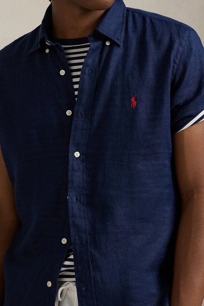 Πουκάμισο από λινό Polo Ralph Lauren Sport Shirt σκούρο μπλε 710968912