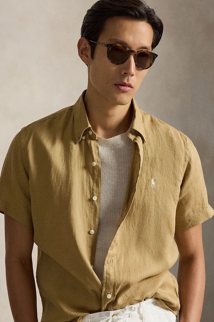 Πουκάμισο από λινό Polo Ralph Lauren Sport Shirt πράσινο 710968912