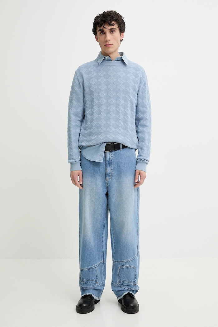 Bavlněná košile HUGO 50539312 modrá SS25