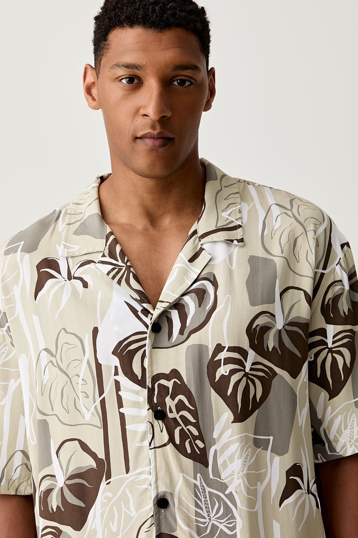 Одежда HUGO пляжная рубашка для мужчин BEACH SHIRT RELAXED 50540065 бежевый