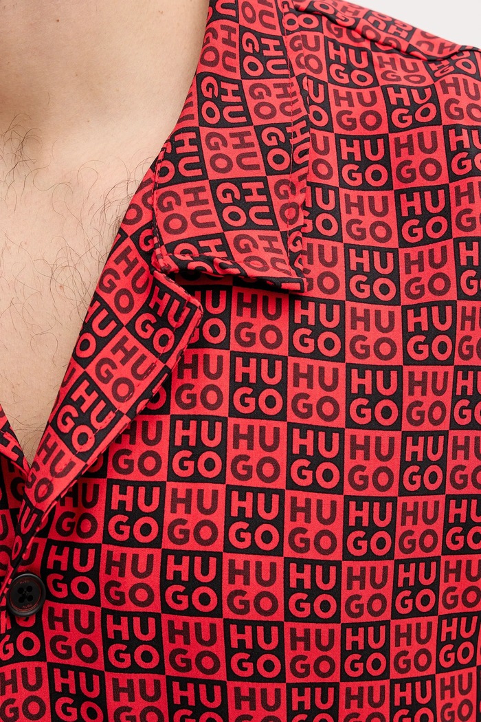 HUGO plažna srajca moška BEACH SHIRT RELAXED rdeča 50540065