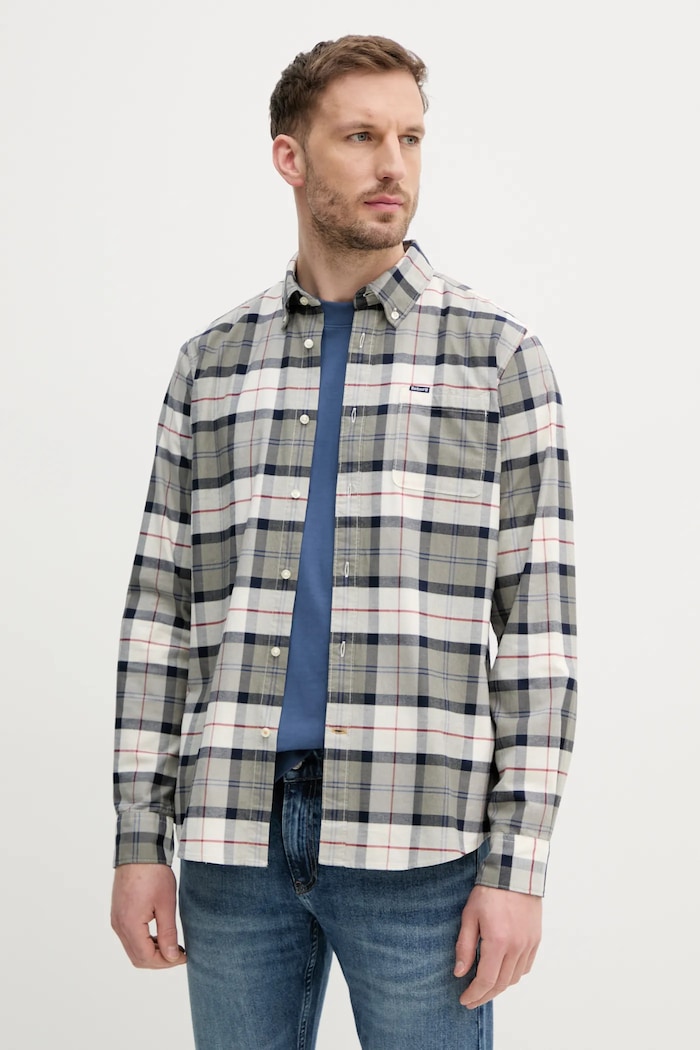 Barbour koszula Lewis Tailored Shirt wzorzyste szary MSH5070