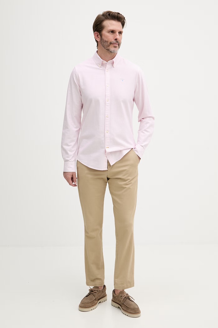 Barbour košile pánská bavlněná Striped Oxtown Tailored Shirt MSH5303 růžová SS26