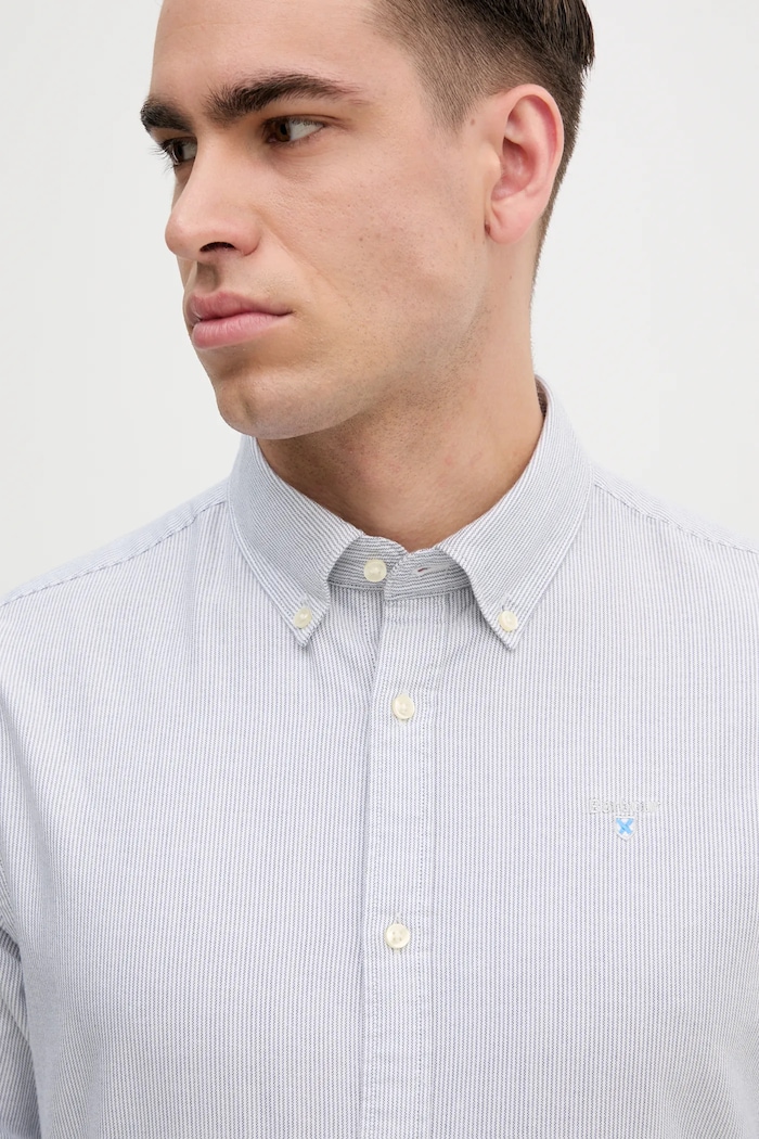 Barbour πουκάμισο ανδρικό βαμβακερό Striped Oxtown Tailored Shirt γκρί MSH5303