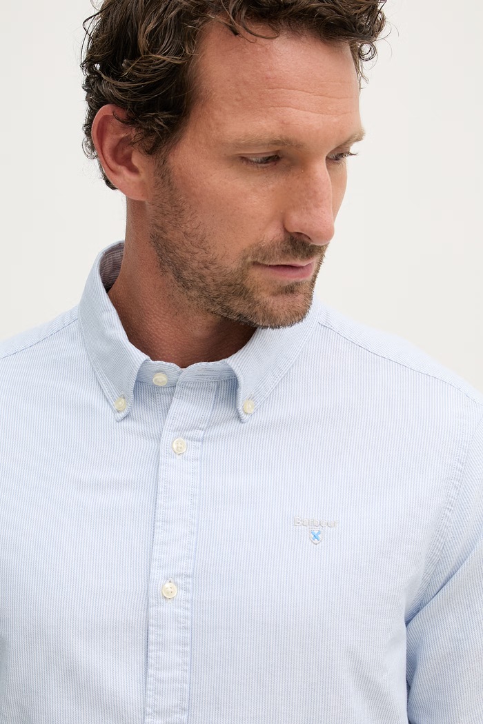 Barbour πουκάμισο ανδρικό βαμβακερό Striped Oxtown Tailored Shirt μπλε MSH5303