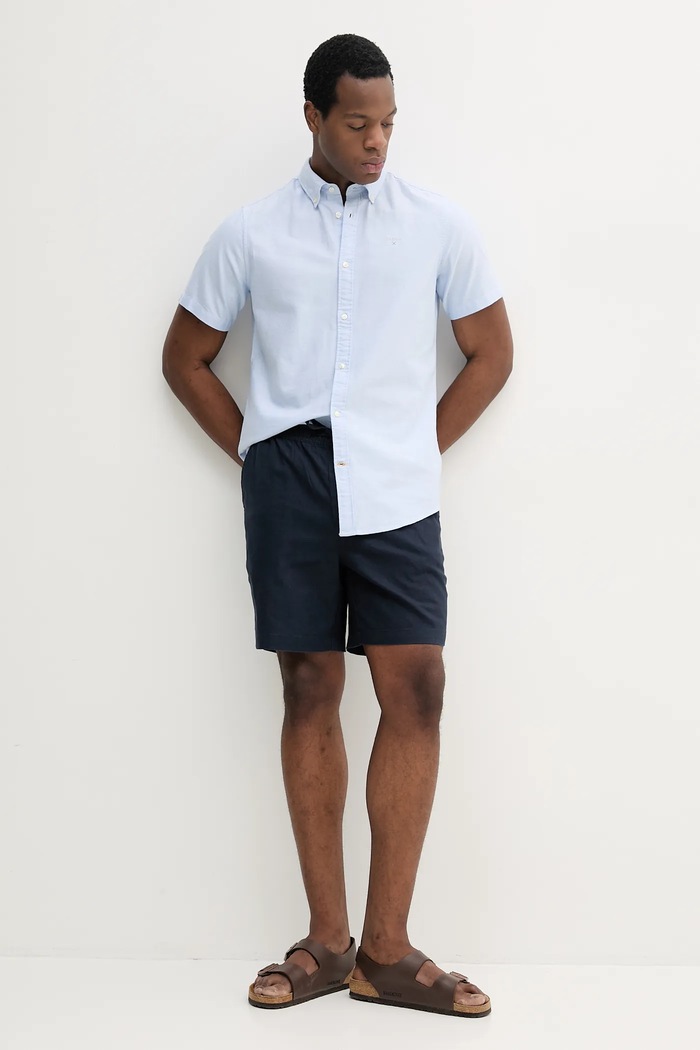 Barbour košeľa oxford pánska bavlnená Oxtown S/S Tailored Shirt MSH5313 modrá SS26