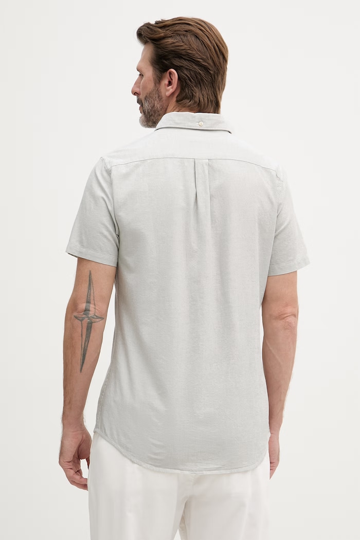 Oblečenie Barbour košeľa oxford pánska bavlnená Oxtown S/S Tailored Shirt MSH5313 zelená