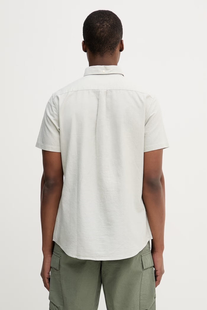 Odzież Barbour Oxtown S/S Tailored Shirt koszula oxford bawełniana męska MSH5313 zielony
