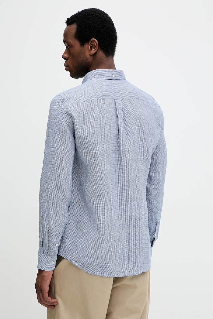 Ρούχα Πουκάμισο από λινό Barbour Linton Tailored Shirt MSH5325 σκούρο μπλε