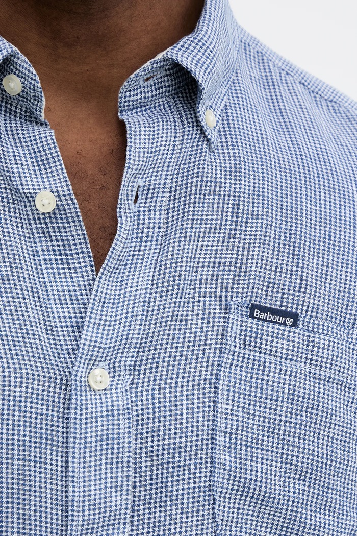 Πουκάμισο από λινό Barbour Linton Tailored Shirt MSH5325 σκούρο μπλε