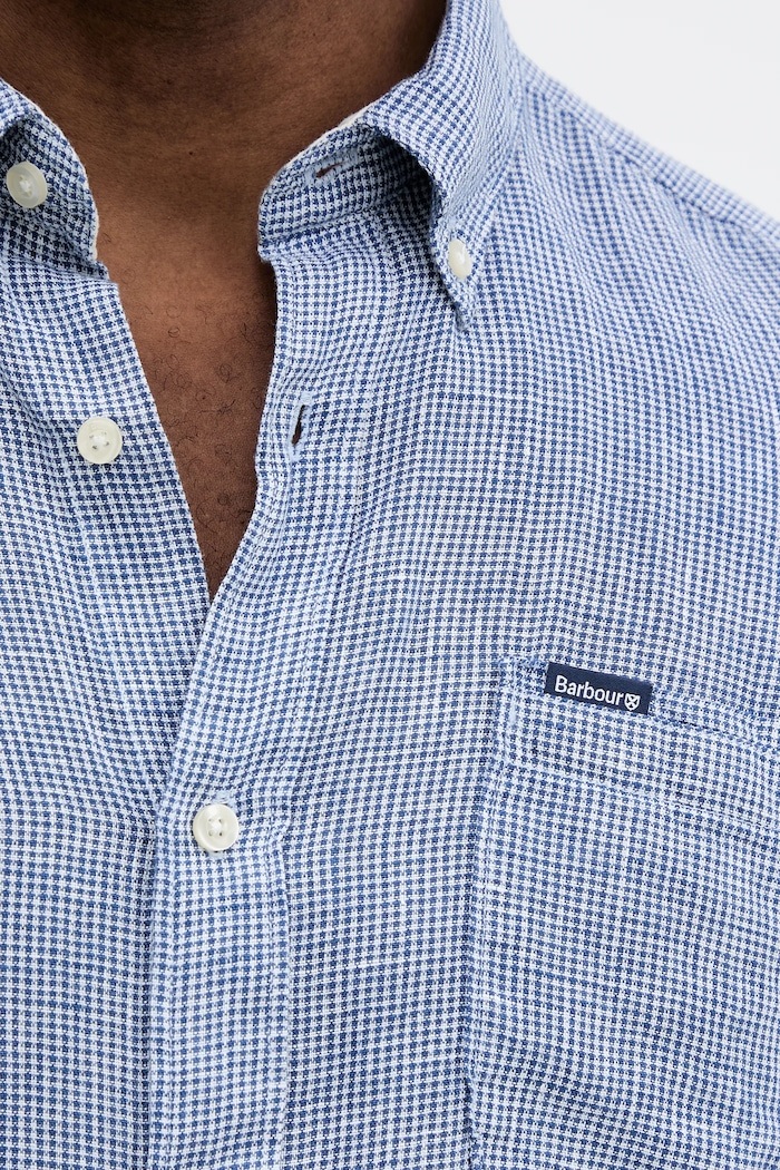 Πουκάμισο από λινό Barbour Linton Tailored Shirt MSH5325 σκούρο μπλε