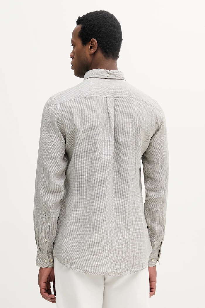 Odzież Barbour koszula lniana Linton Tailored Shirt MSH5325 zielony