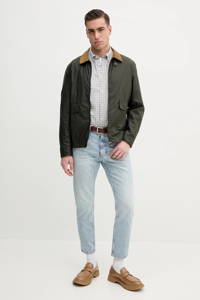 Bavlněná košile Barbour Banner Tailored Shirt MSH5435 šedá SS25