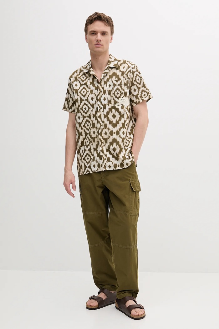 Barbour pamut ing Homelane Printed S/S Relaxed Fit Shirt MSH5599 zöld SS25