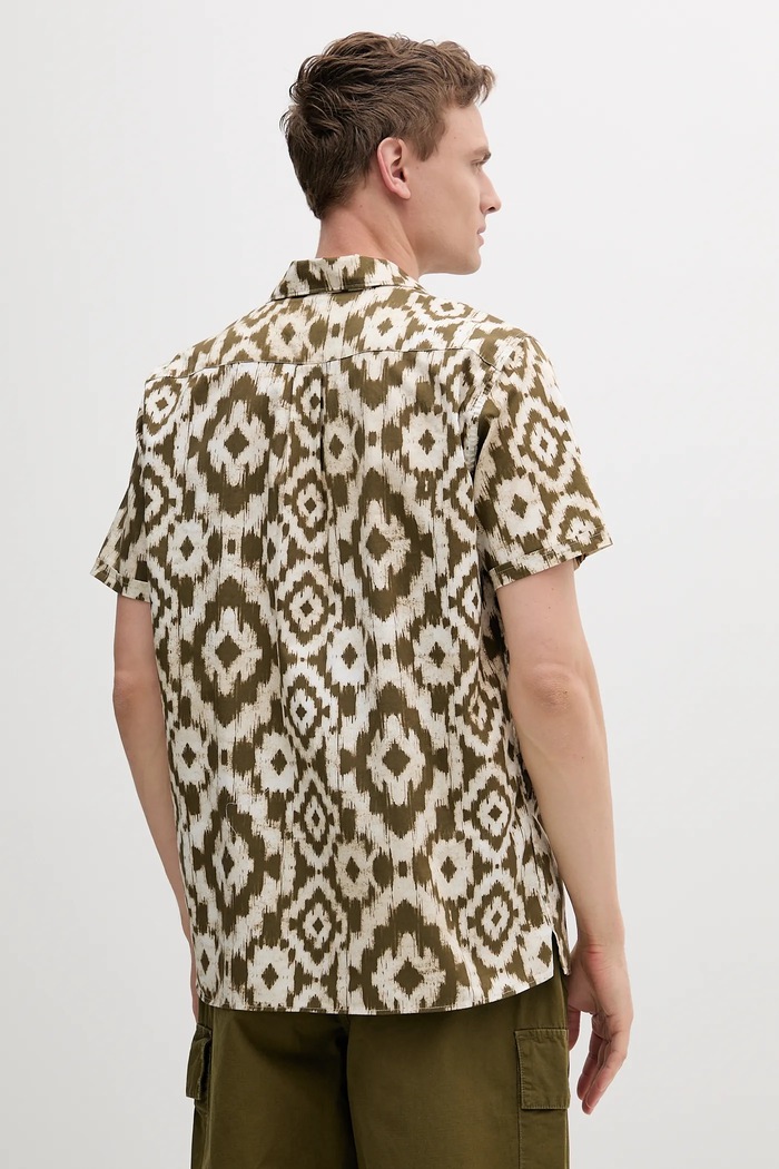 Ruházat Barbour pamut ing Homelane Printed S/S Relaxed Fit Shirt MSH5599 zöld