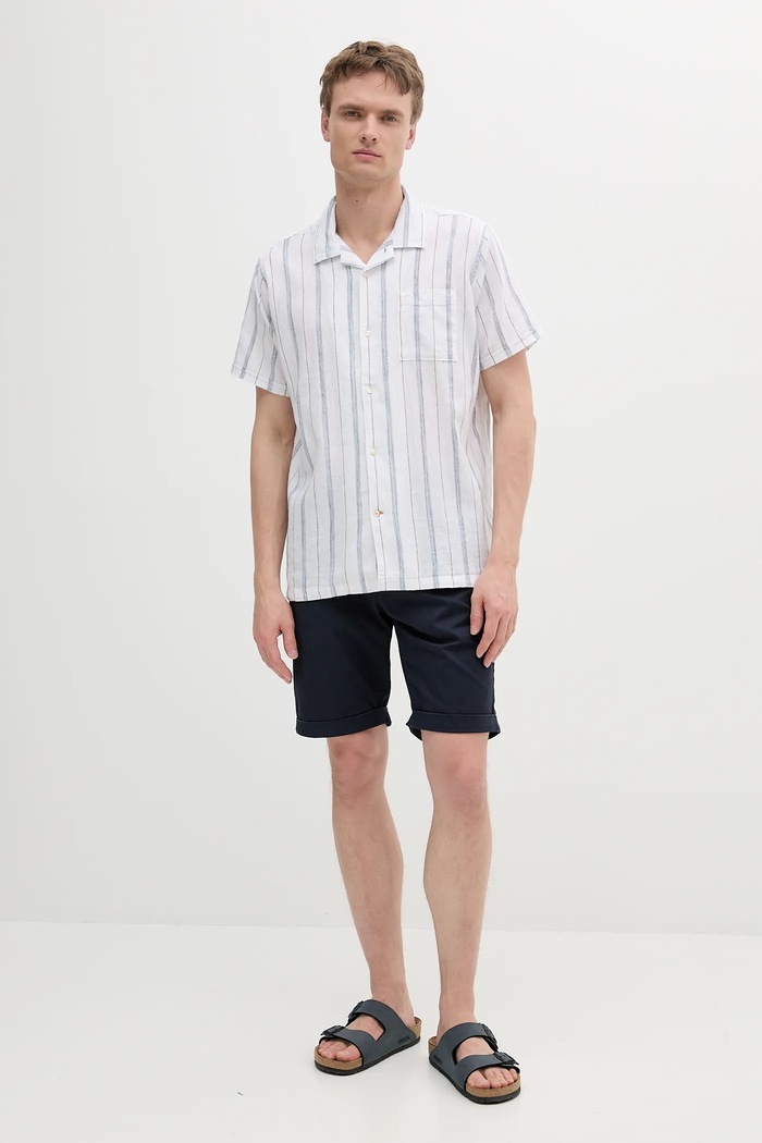 Košulja Barbour Garnock Stripe S/S Regular Fit Shirt MSH5608 bijela SS25