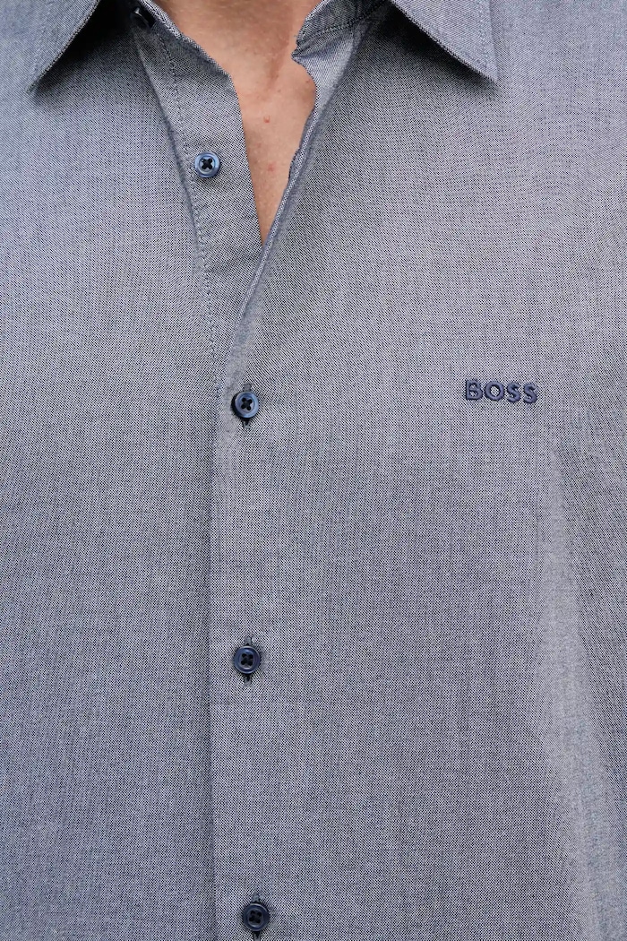 Pamučna košulja BOSS Orange 50537332 mornarsko plava