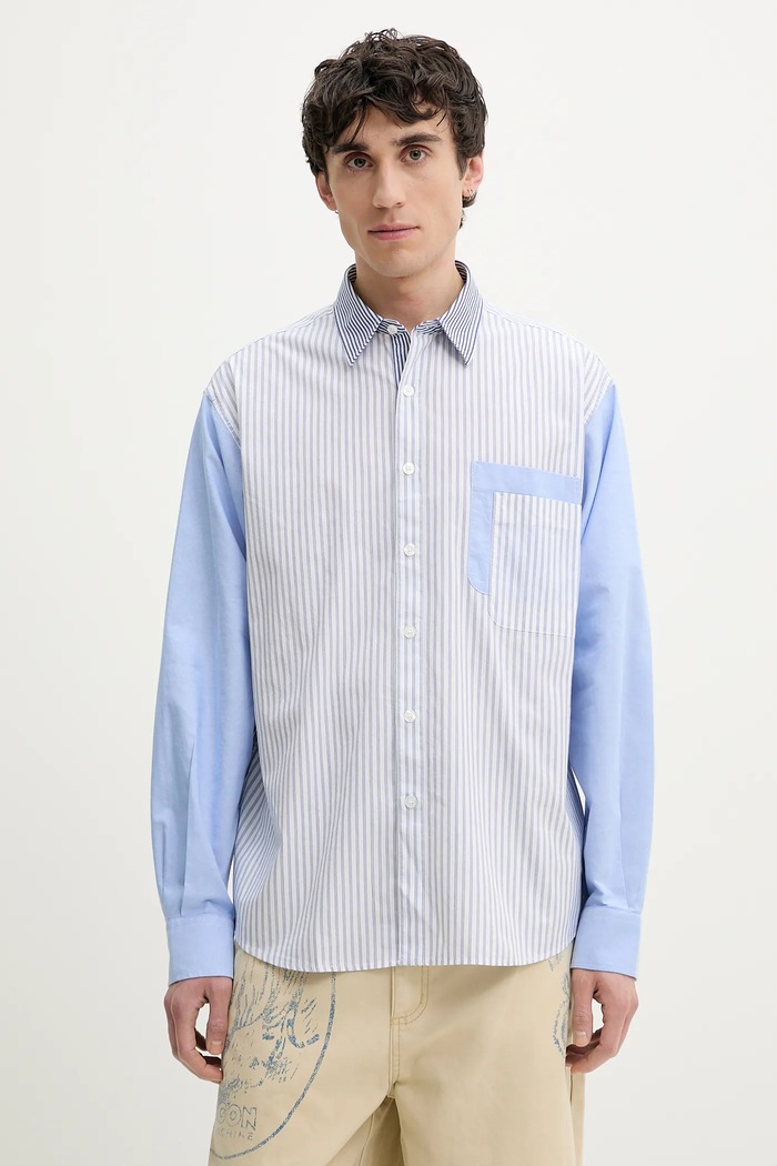 Desigual koszula bawełniana BANKER wzorzyste niebieski 25SMCW09